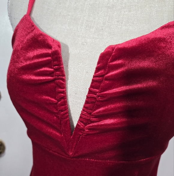 Blush & Day Red Velvet Mini Dress Sz Medium NWT - Picture 6 of 10